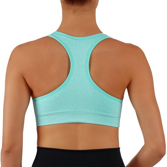 Green high Impact Sports Bra racer back - Picture 2 of 3
